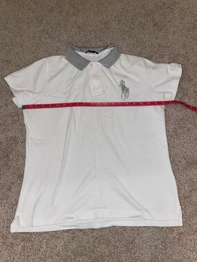Ralph Lauren White Polo Shirt with Silver Collar